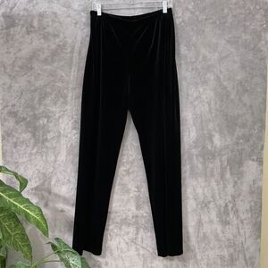 Chicos Velour Pull On Pants Size 2 US Large Stretchy Black Straight Leg